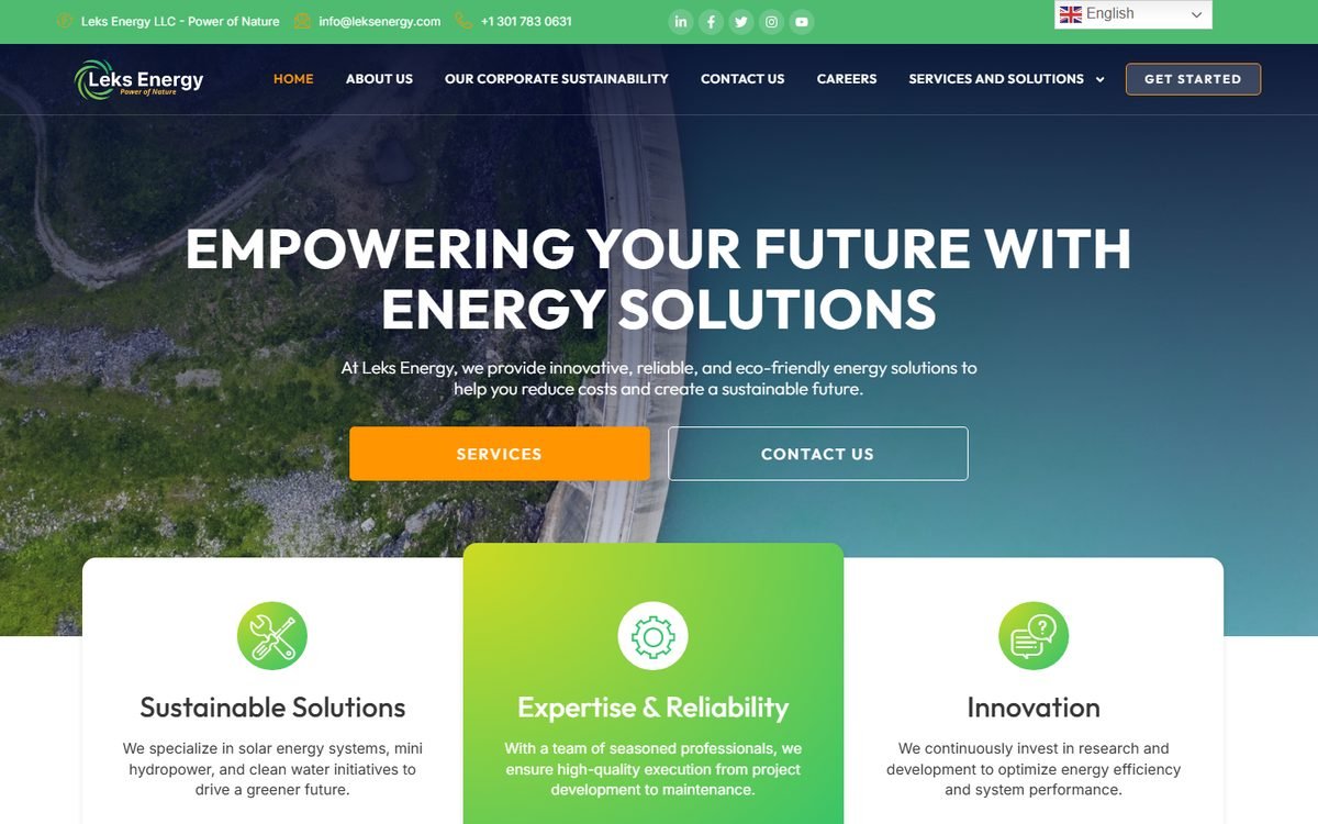 Leks Energy website screenshot